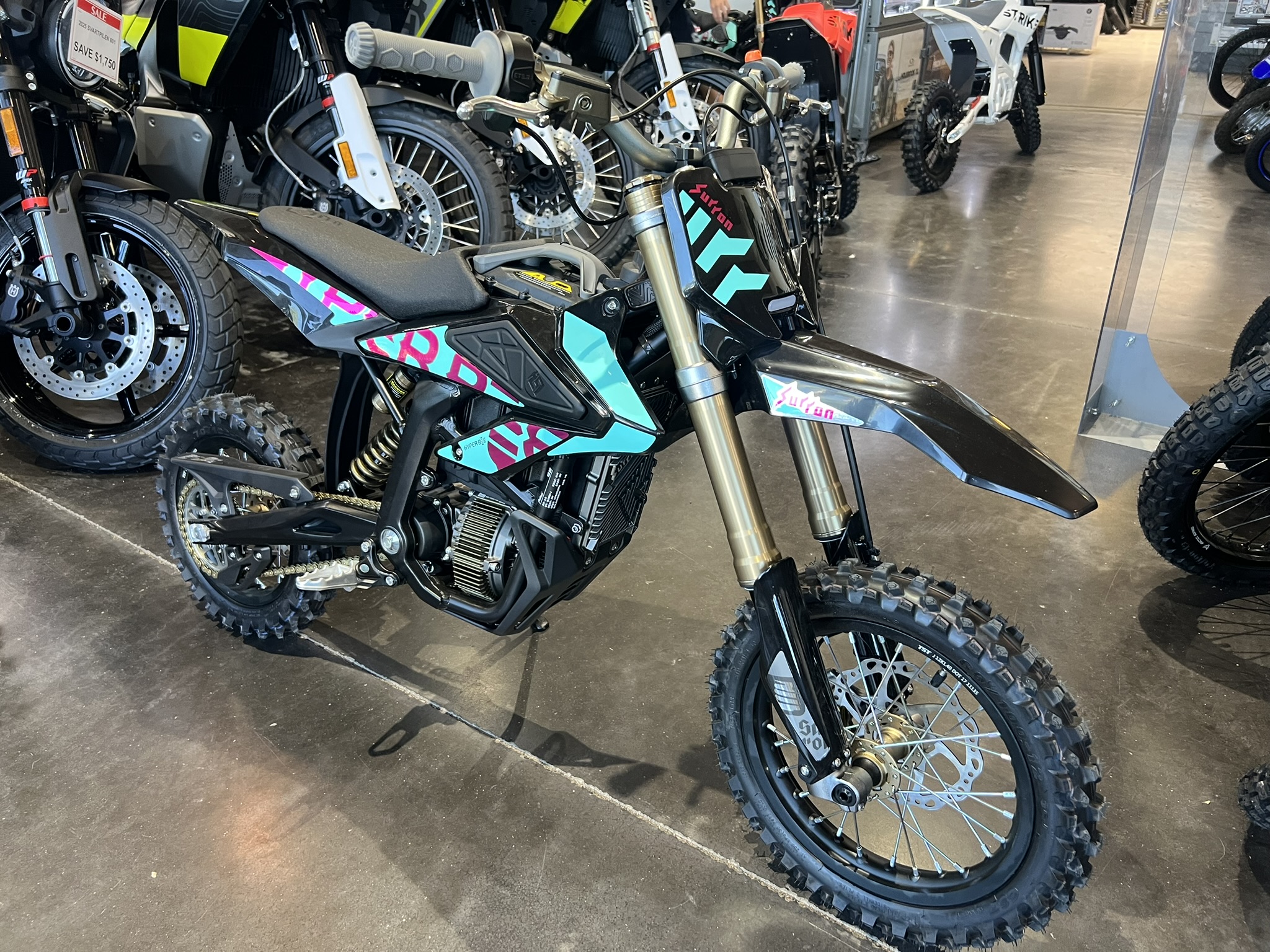 blue surron hyper bee front end side profile