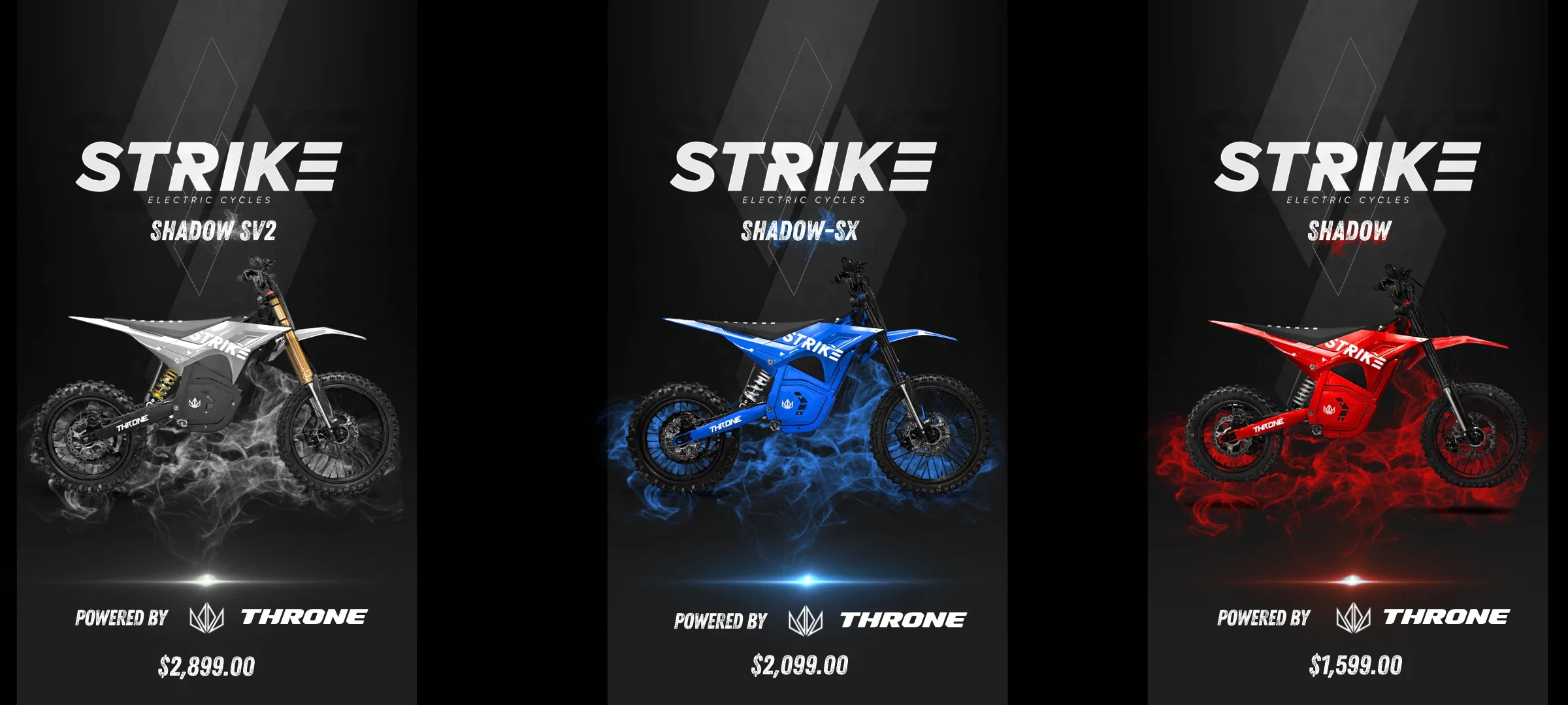 STRIKE CYCLES 72V 60V 48V ELECTRIC DIRT BIKES