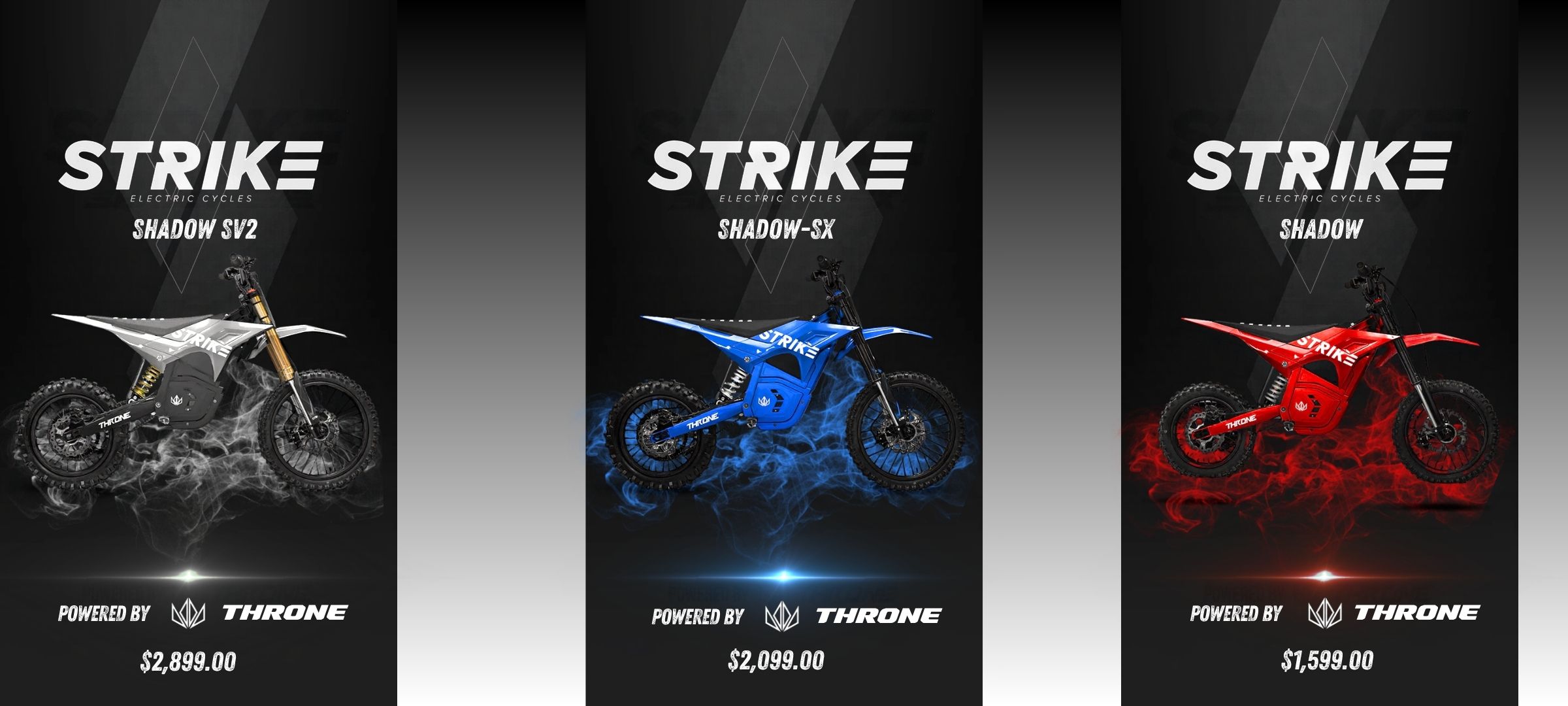 STRIKE CYCLES 72V 60V 48V ELECTRIC DIRT BIKES