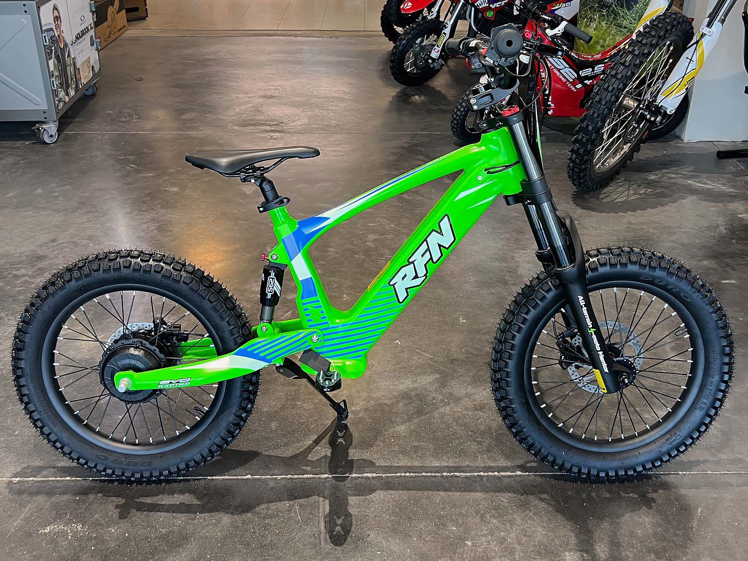 Green RFN EVO Kids E Bike with 18 Inch Tires