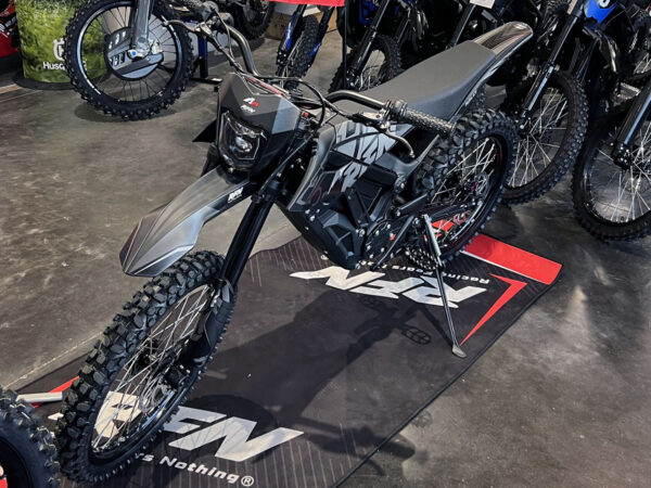 RFN Ares E Dirt Bike Black and Grey Deluxe Angle